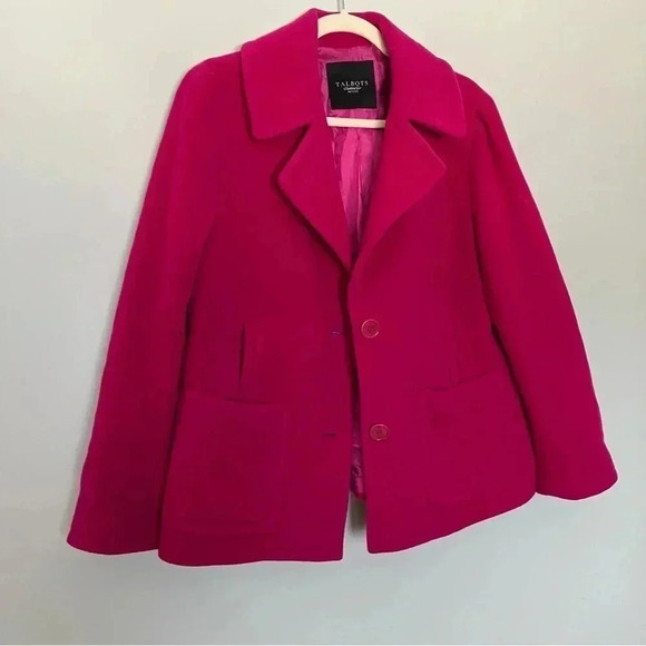 Talbots  hot pink wool blend jacket coat - Picture 2 of 5